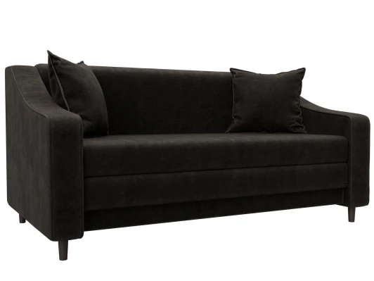 129782 Диван прямой Лига-071 (ЛДСП,Брус,Фанера/Дерево/Велюр/Коричневый) Лига Диванов 129782