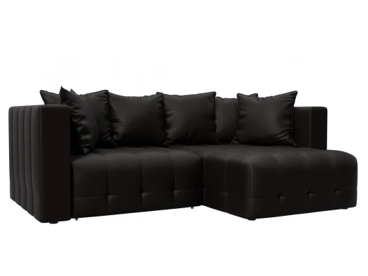 129911 Диван угловой Лига-052 НПБ угол универсальный (ЛДСП,Брус,Фанера/Пластик/Экокожа/Коричневый) Лига Диванов 129911