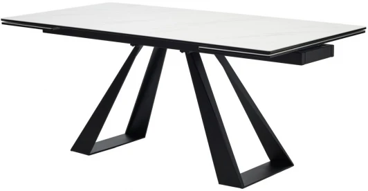 614M04919 Стол FONDI 180 MARBLES KL-99 Белый мрамор матовый, итальянская керамика/ черный каркас М-City