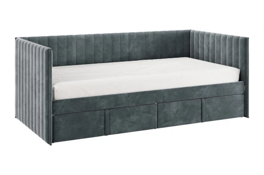 171562.2171 Кровать с ящиками Твикс (Софа) 90х200 см Mebelson (ДСП,Велюр/Графит) арт.171562,2171
