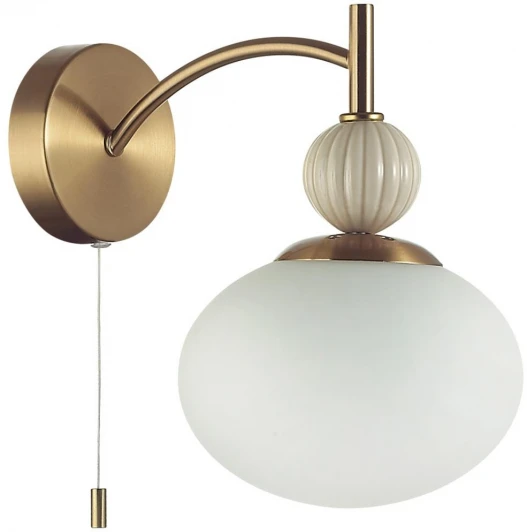 8272/1W Бра с выключателем сонетка Lumion Gloriya 8272/1W NEOCLASSI латунь/бежевый/белый, металл/керамика/стекло Е14 1*40W 220V (шар)