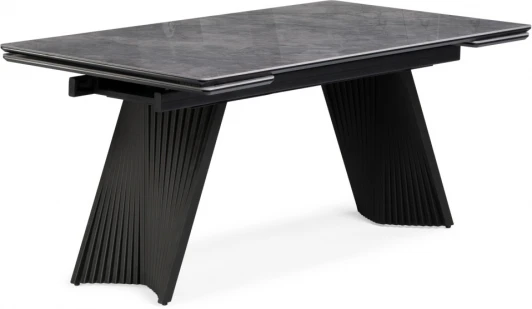 612881 Кухонный стол Notta Вейв 160(220)х89х75 серый мрамор baolai / черный (Керамика) арт.612881