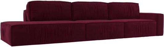 121746 Диван прямой Прага Модерн Лонг подлокотник справа (Бордовый/Микровельвет) Лига Диванов арт.121746