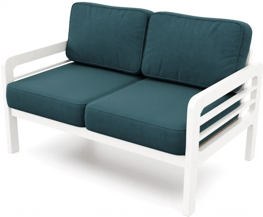 21998 Диван Arsko прямой Бергер М белая эмаль велюр голубой