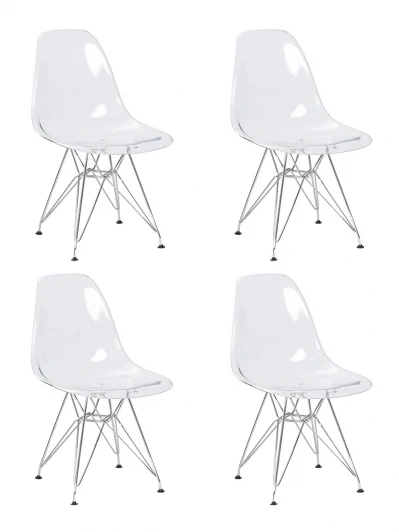 LMZL-PC818A-N_CH-M_P-clean Набор 4 шт стул обеденный DOBRIN DSR CASPER (ножки хром, цвет прозрачный)