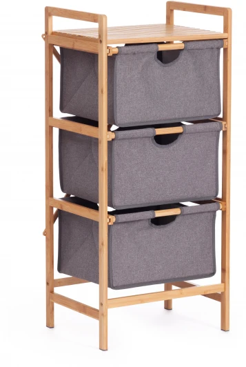 15273 Этажерка с корзинами (mod. JWFU-00029) прессованный бамбук/ткань, 44х33х96 см, натуральный Tetchair 15273