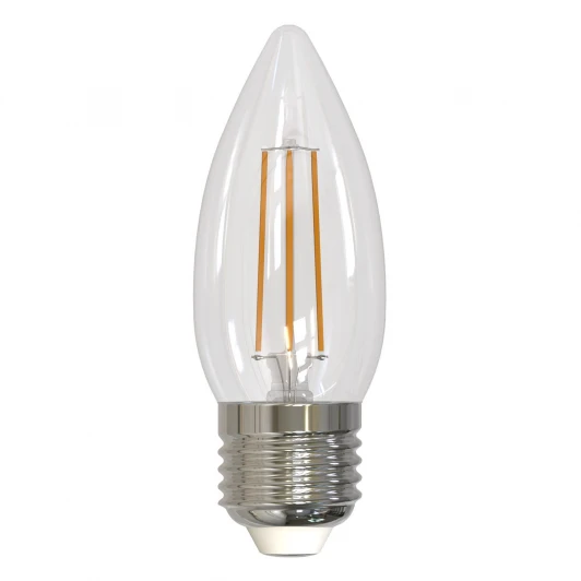 LED-C35-5,5W/3000K/E27/CL/SLF Лампа светодиодная, форма "свеча", прозрачная, теплый белый свет 3000K Volpe Optima Филамент LED-C35-5,5W/3000K/E27/CL/SLF