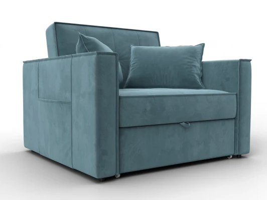 134853 Кресло-кровать Лига-104 (80) (ЛДСП,Брус,Фанера,Велюр/Бирюзовый) Лига Диванов 134853