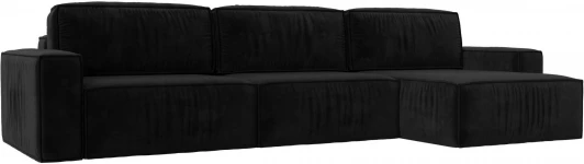 121067 Диван угловой Прага Классик лонг правый угол (Черный/Велюр) Лига Диванов арт.121067