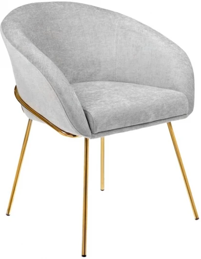 RF 0569 Стул-полукресло Martin серый шенилл с золотыми ножками Bradex Home арт.RF 0569