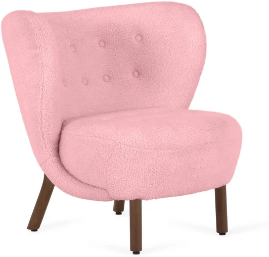 819083 Кресло Lounge Wood ОГОГО (арт.819083), (Искусственный мех/Розовый)