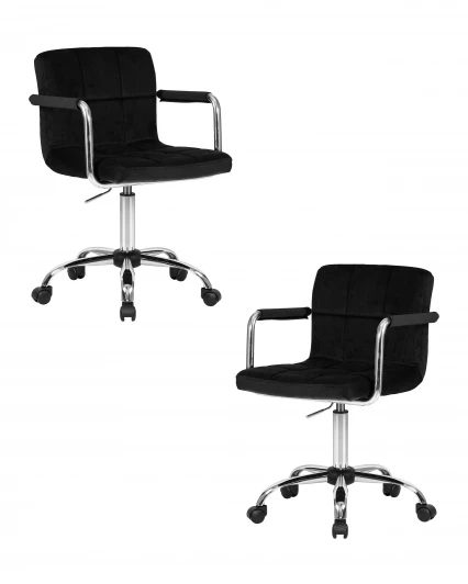 LM-9400-N_CH-M_V-MJ9-101 Набор 2 шт офисное кресло для персонала DOBRIN TERRY (черный велюр (MJ9-101))