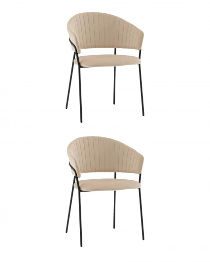 УТ000043136 Стул Бруно NEW велюр кремовый, опора черный муар (набор 2 шт) Stool Group УТ000043136