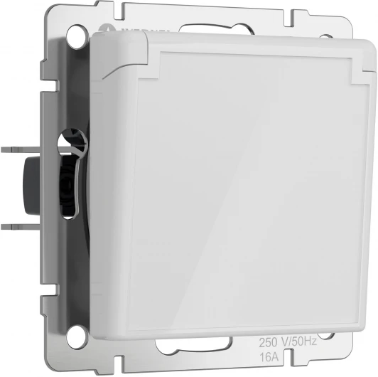 W1171241 Розетка с заземлением с защит. крышкой и шторками (белый акрил) Werkel W1171241 (a064013)