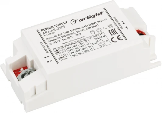 025243 Блок питания ARJ-KE42500 (21W, 250-500mA, PFC) (IP20 Пластик) 025243 Arlight ARJ