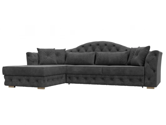 128025L Диван угловой Артис левый угол (Брус,Рейка/Пластик/Велюр/Темно-серый) Лига Диванов 128025L