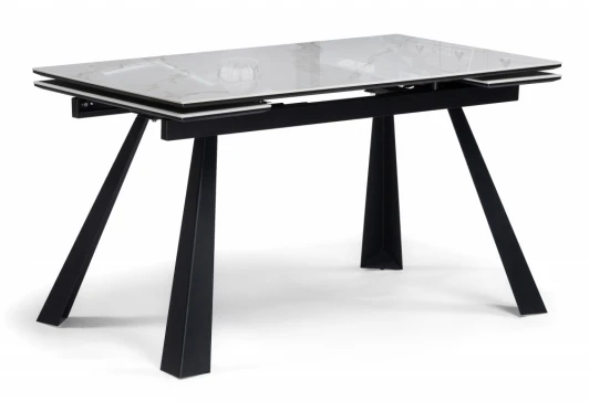 621199 Кухонный стол Woodville Маунт 140x80 белый мрамор / черный