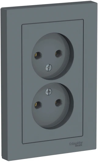ATN000720 Розетка встраиваемая двойная без заземления (грифель) Systeme Electric AtlasDesign ATN000720