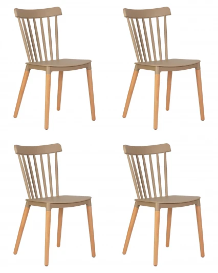 LMZL-PP687-N_LB-TR_P-GR-03 Набор 4 шт стул обеденный DOBRIN THEO (ножки светлый бук, цвет бежевый (GR-03))