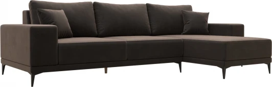 122399 Диван угловой Льюес правый (Коричневый/Велюр) Лига Диванов арт.122399