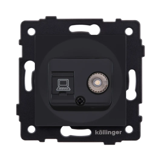 REA-021BM Розетка двойная TV (мама) + RJ45  черный матовый Kollinger REA-021BM для Aspekt, Eleganz, Reflex