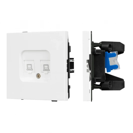 054100 Механизм компьютерной розетки двойной SCT-TENDO-MPC2-PL-WH (RJ-45, CAT6) (Arlight, Белый) 054100
