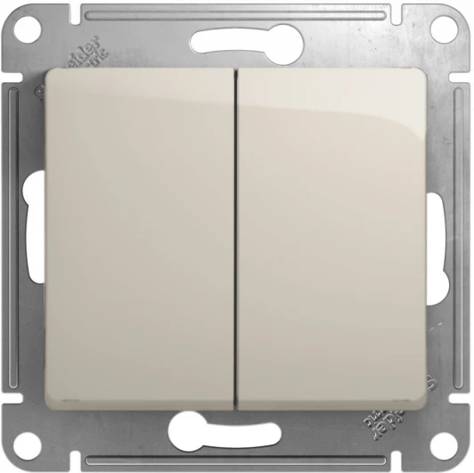 GSL000951 Выключатель встраиваемый двухклавишный (молочный) Systeme Electric Glossa GSL000951