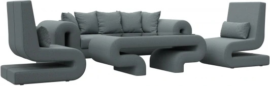 125330 Набор Волна-2 (стол, диван, 2 кресла) (Серый/Рогожка) Лига Диванов арт.125330