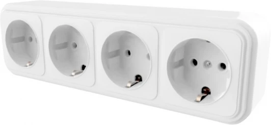39703 Розетка 4-х местная с заземлением (белый) Stekker Брест 39703