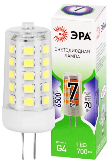 LED G4-JC-7W-865-12V GL Лампочка светодиодная G4 7W ЭРА LED G4-JC-7W-865-12V GL