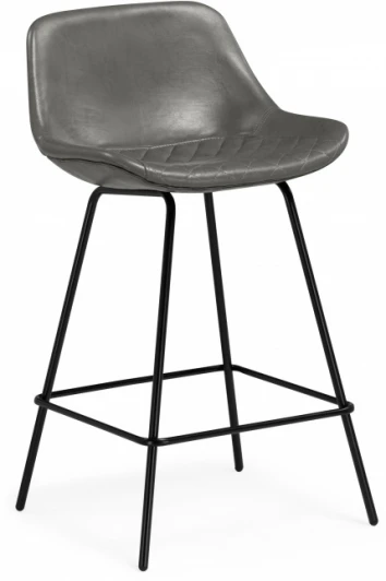 610750 Барный стул Woodville Хара серая экокожа / черный глянец арт.610750