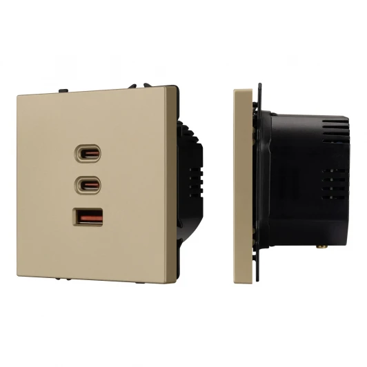061836 Механизм розетки с быстрой USB зарядкой ARL NOBE SCT-NOBE-MUACC-SFPL-FC-GD (65W, QC3) (Arlight,) 061836
