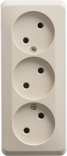 PA16-009K Розетка накладная тройная без заземления (кремовый) Systeme Electric Etude PA16-009K