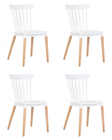 LMZL-PP687-N_LB-TR_P-W-02 Набор 4 шт стул обеденный DOBRIN THEO (ножки светлый бук, цвет белый (W-02))