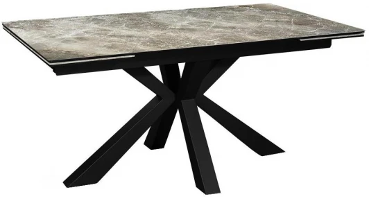 00-00062491 Стол SFE140 стекло оптивайт Карелия/подстолье черное/опоры черные (2 уп.) Dikline 00-00062491