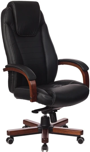 T-9923WALNUT/BLACK Кресло руководителя Бюрократ T-9923WALNUT черный кожа крестовина металл/дерево