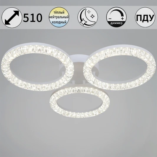 19847-0.3-03B WH Потолочная люстра светодиодная на штанге с регулировкой цветовой температуры, яркости и ночным режимом Reluce 19847-0.3-03B WH