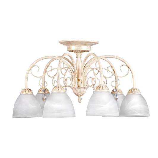 S9123-6 Люстра потолочная Day&Night, 6 плафонов, бежевый с золотом, белым и прозрачным