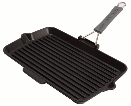 1202223 Сковорода для гриля прямоугольная, черная с силиконовой ручкой 34х21 см 1202223 Staub