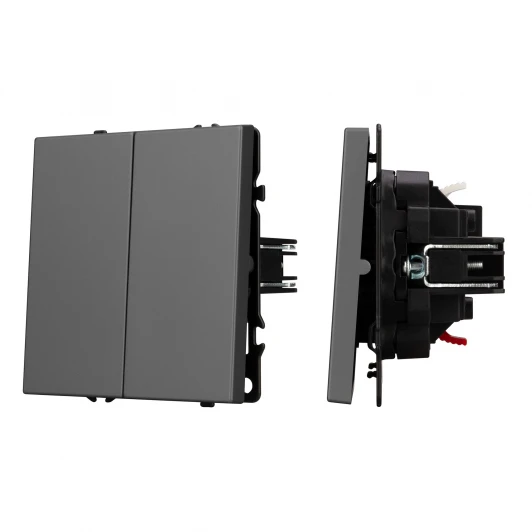 054254 Механизм выключателя двухклавишный непроходной SWT-NOBE-MK02-SFPL-GR (230V, 10A) (Arlight) 054254