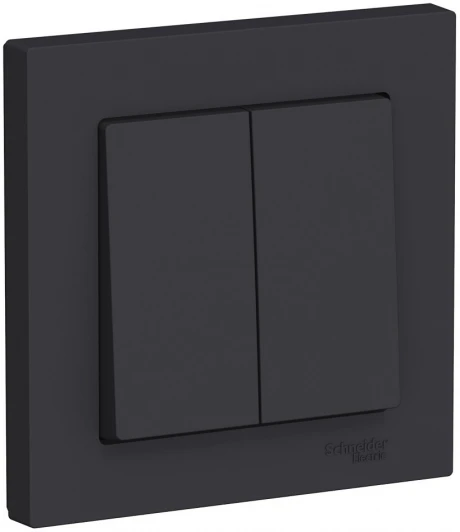 ATN001052 Выключатель встраиваемый двухклавишный (карбон) Systeme Electric AtlasDesign ATN001052