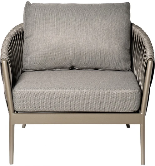 39AR-KRES-3691 SER Кресло "Муза" серое 81,5*88,5*75см, оплетка"лента" Garda Decor арт.39AR-KRES-3691 SER