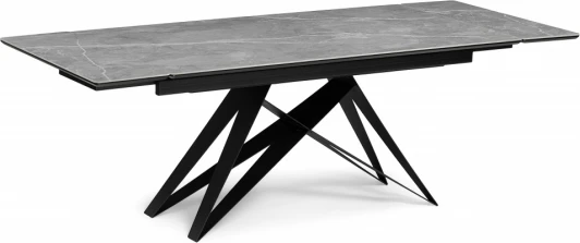 612181 Керамический стол Notta Блэкберн 160(220)х89 серый мрамор larka grey / черный арт.612181