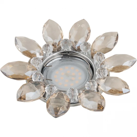 DLS-P112 GU5.3 CHROME/COGNAC+CLEAR Встраиваемый точечный светильник Fametto Peonia DLS-P112 GU5.3 CHROME/COGNAC+CLEAR