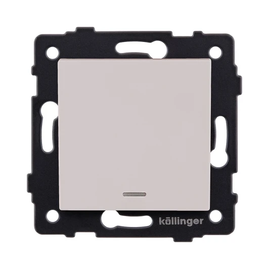 REA-S-015CM Выключатель 1-клавишный перекрестный 10А/250В с LED подсветкой, кашемир матовый Kollinger REA-S-015CM для Aspekt, Eleganz, Reflex