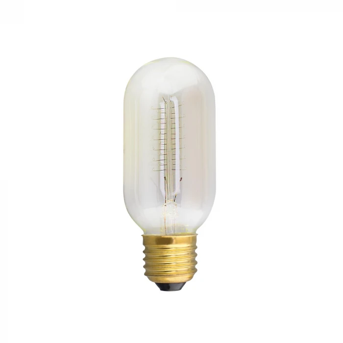 Ретро лампочка накаливания Эдисона цилиндрическая прозрачная E27 60W lm 2600K теплое желтое свечение Citilux Эдисон T4524C60