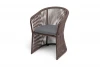 ROM-CH-003 RAL8016 Mua brown(D-gray027) "Романо" стул плетеный из роупа, каркас алюминий коричневый (RAL8016) муар, роуп коричневый круглый, ткань темно-серая 027 4SIS УТ-00013291
