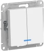 ATN000153 Выключатель встраиваемый двухклавишный с подсветкой (белый) Systeme Electric AtlasDesign ATN000153