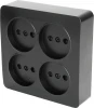 49508 Розетка 4-х местная без заземления (черный матовый) Stekker София 49508