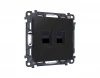 MA812110 Комплект механизма компьютерной двойной Ethernet RJ-45 розетки с автоматической защитной шторкой встраиваемый (черный матовый) Ambrella Volt QUANT MA812110
